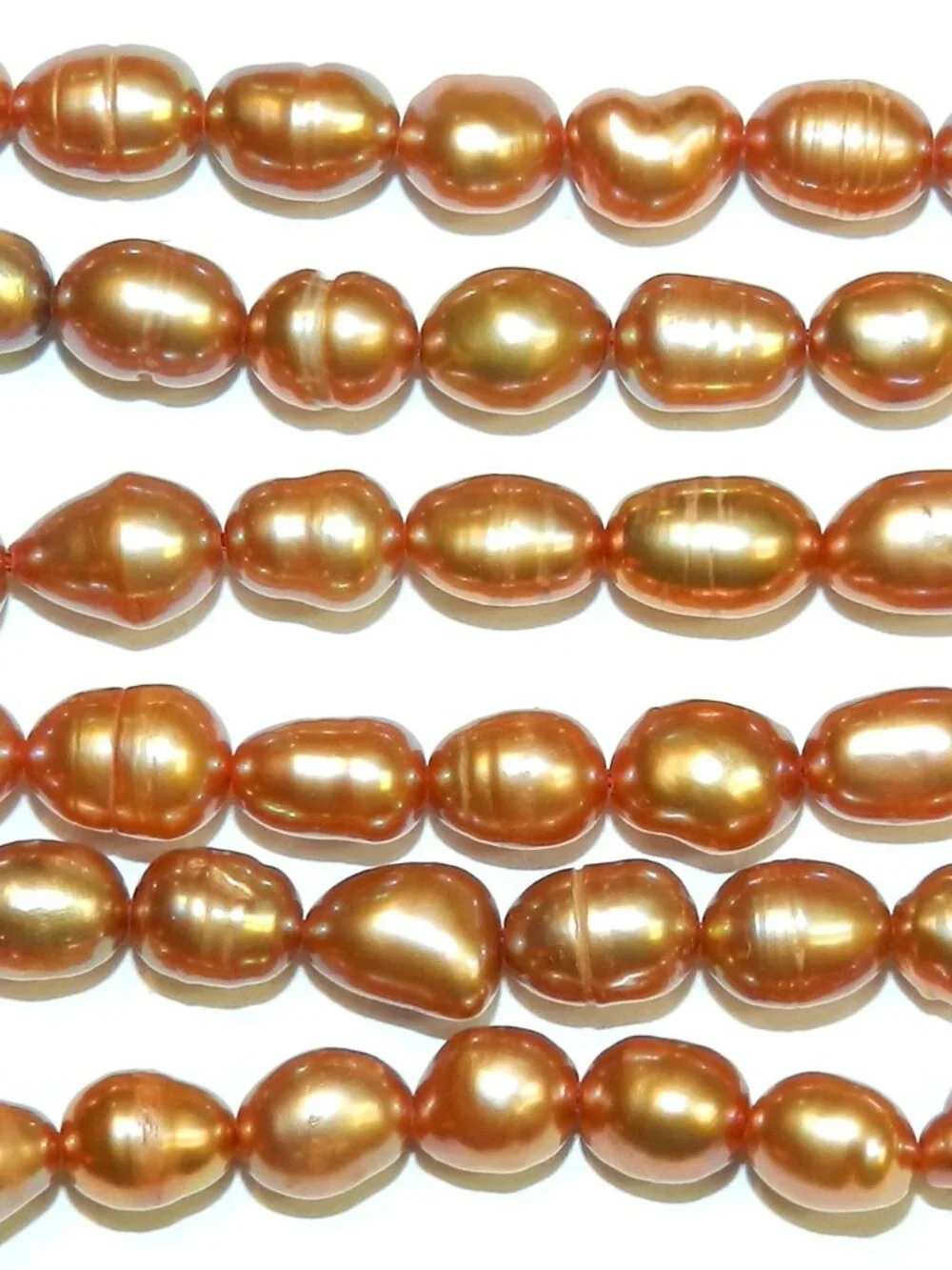 Light Coppery Brown 8mm Cultured Freshwater Rice Pearl Beads 16